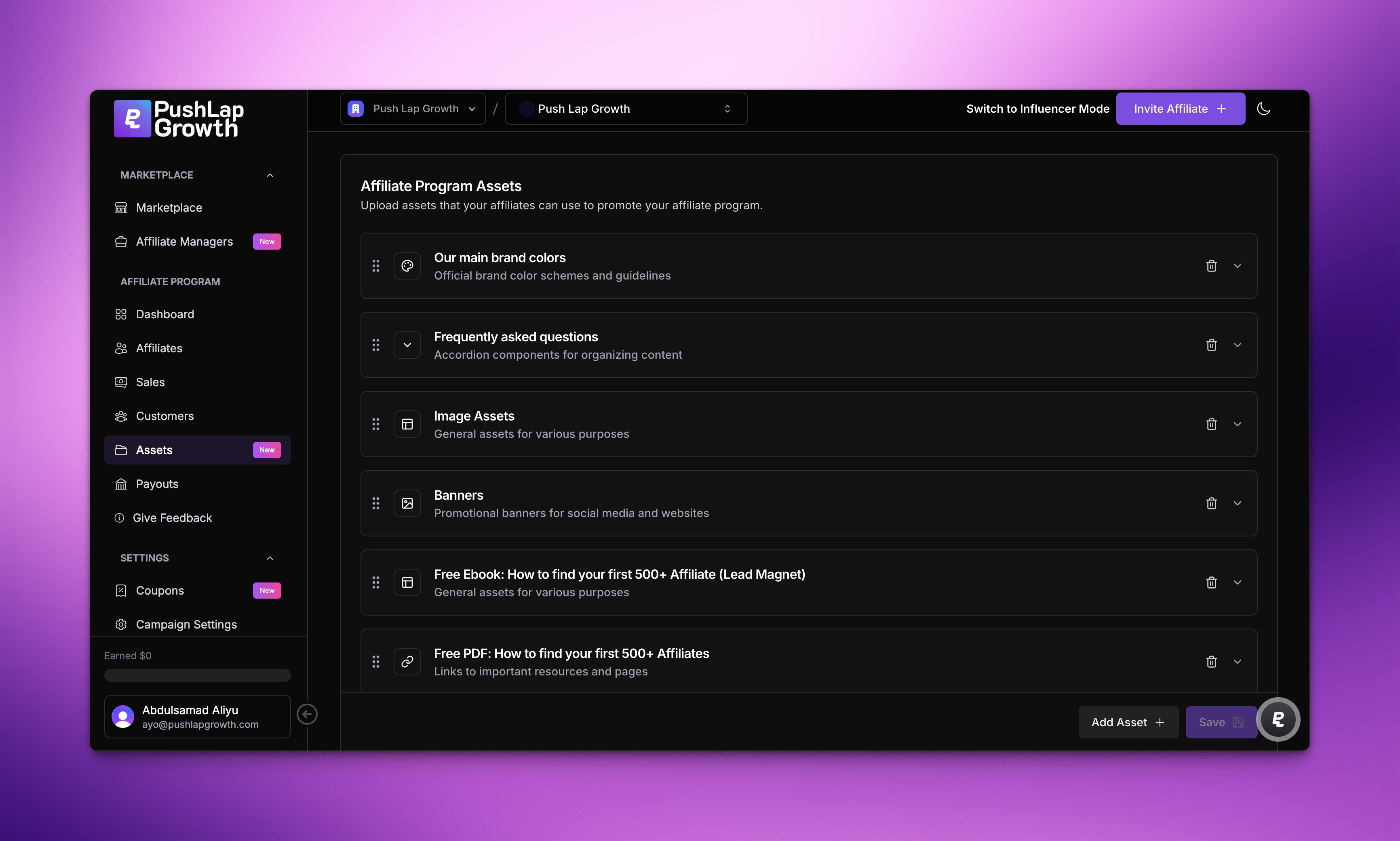 screenshot of Push Lap Growth